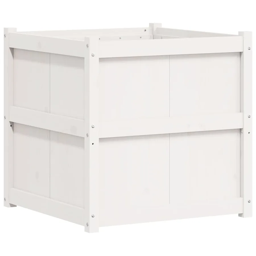 Jardinière blanc 70x70x70 cm bois de pin massif - 2