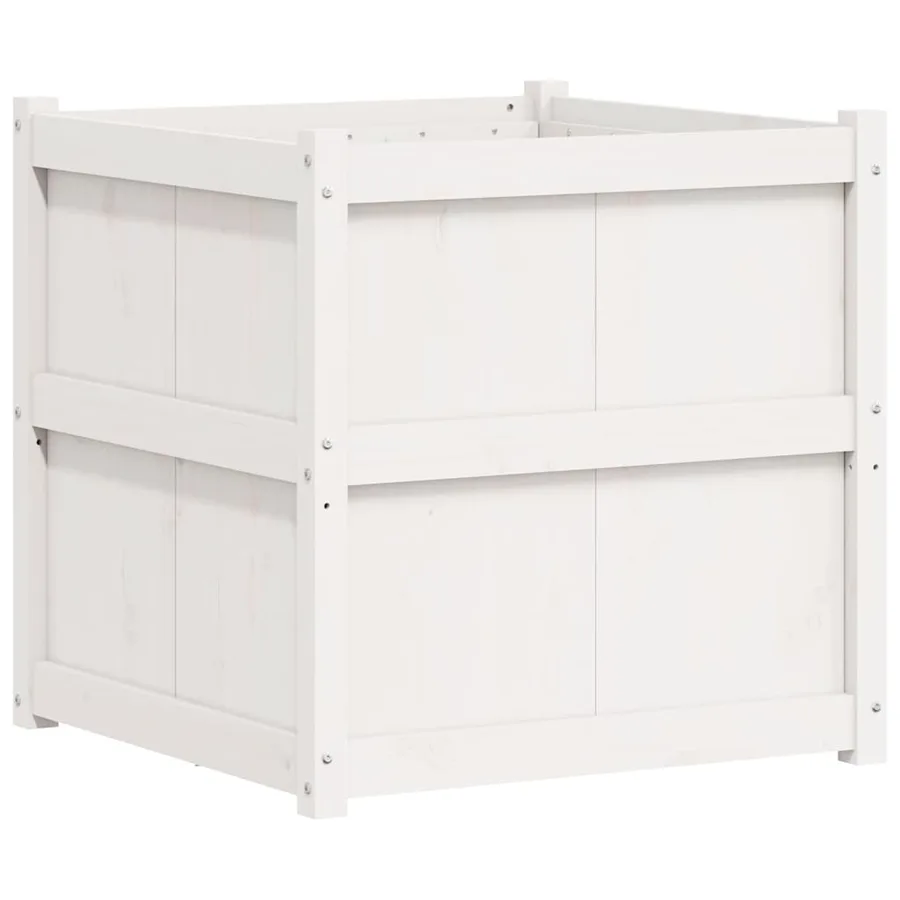 Jardinière blanc 70x70x70 cm bois de pin massif - 7