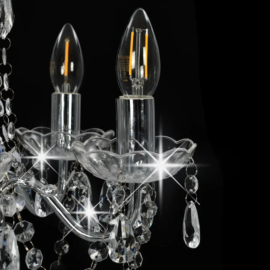 Lustre avec perles de cristal Argenté Rond 5 x E14 - 6