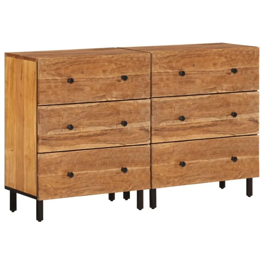 Armoires latérales 2 pcs 60x33x75 cm bois massif d'acacia - 2