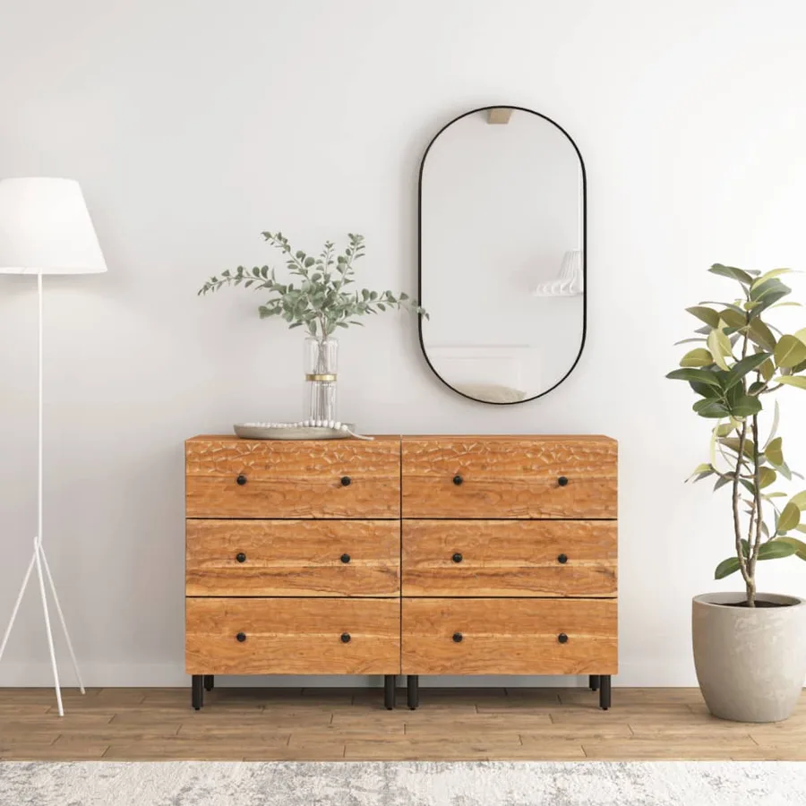 Armoires latérales 2 pcs 60x33x75 cm bois massif d'acacia - 3