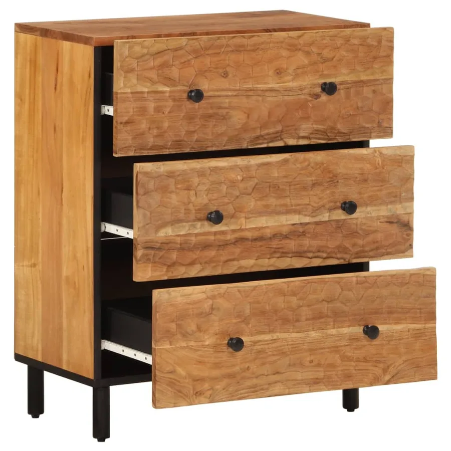Armoires latérales 2 pcs 60x33x75 cm bois massif d'acacia - 4