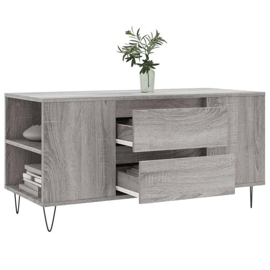 Table basse sonoma gris 102x44,5x50 cm bois d'ingénierie - 4