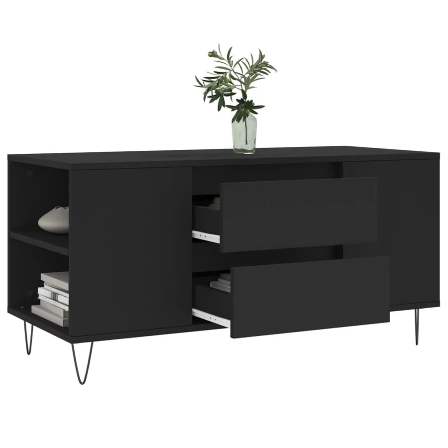 Table basse noir 102x44,5x50 cm bois d'ingénierie - 4