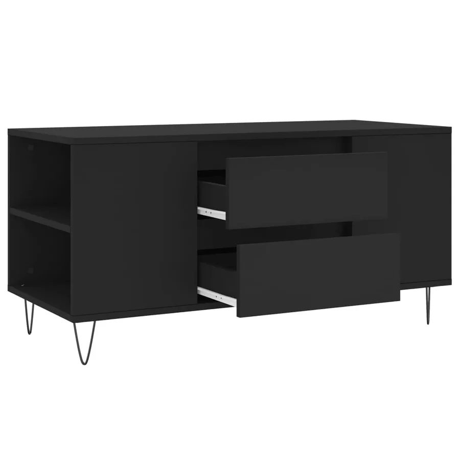 Table basse noir 102x44,5x50 cm bois d'ingénierie - 6