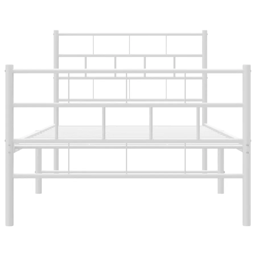 Cadre de lit métal sans matelas avec pied de lit blanc 90x200cm - 5