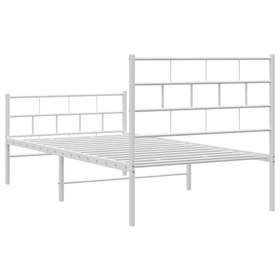 Cadre de lit métal sans matelas avec pied de lit blanc 90x200cm - 7
