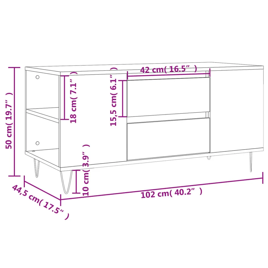 Table basse gris béton 102x44,5x50 cm bois d'ingénierie - 11