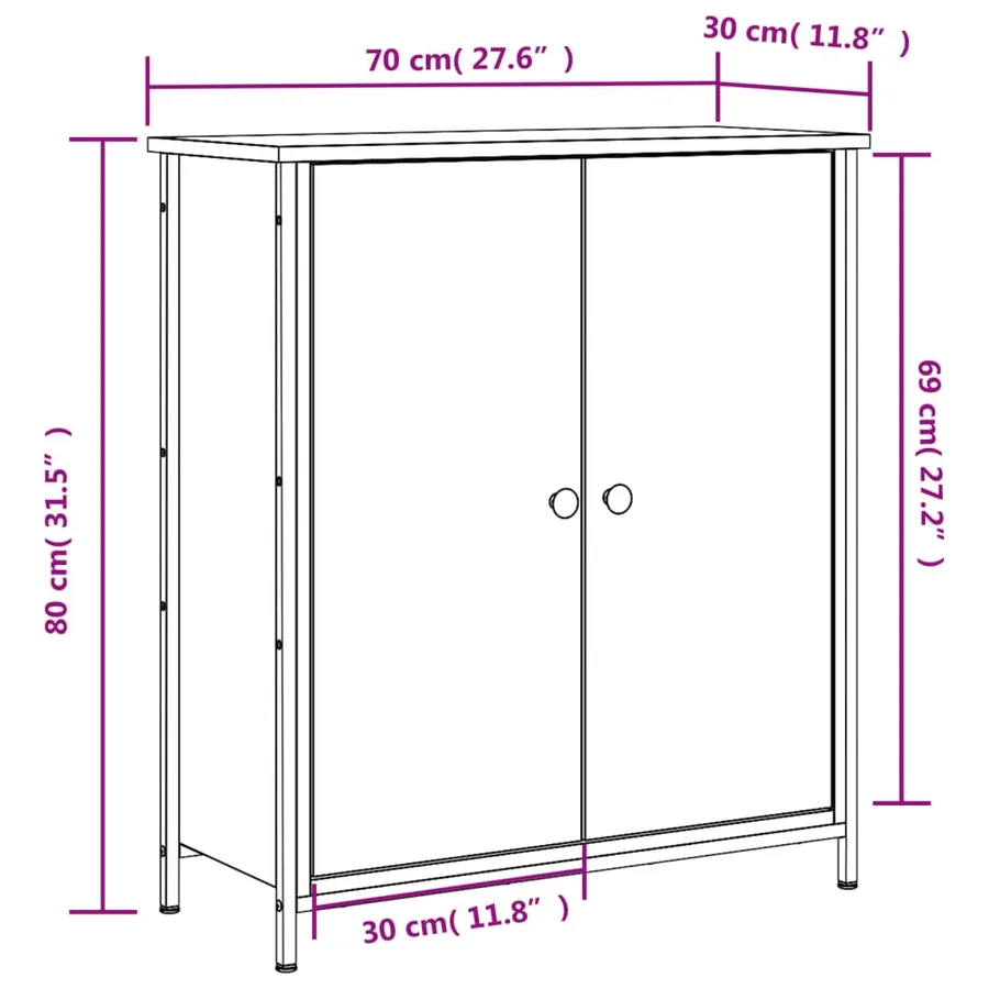 Buffet sonoma gris 70x30x80 cm bois d'ingénierie - 11