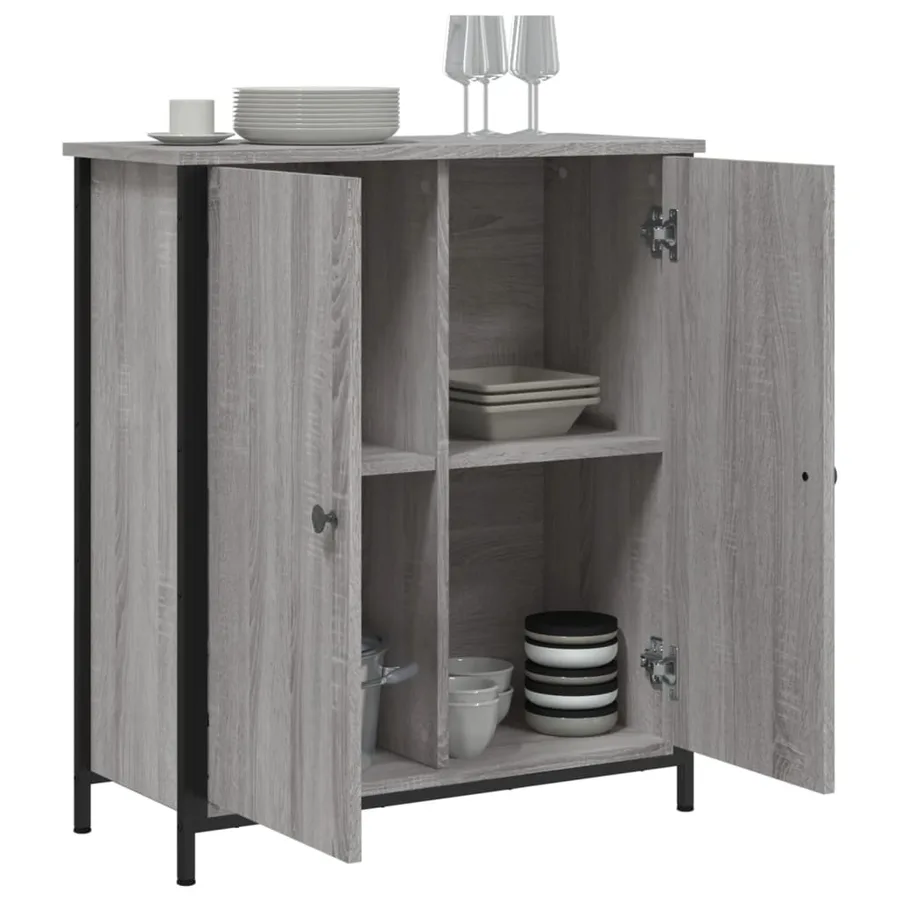 Buffet sonoma gris 70x30x80 cm bois d'ingénierie - 4