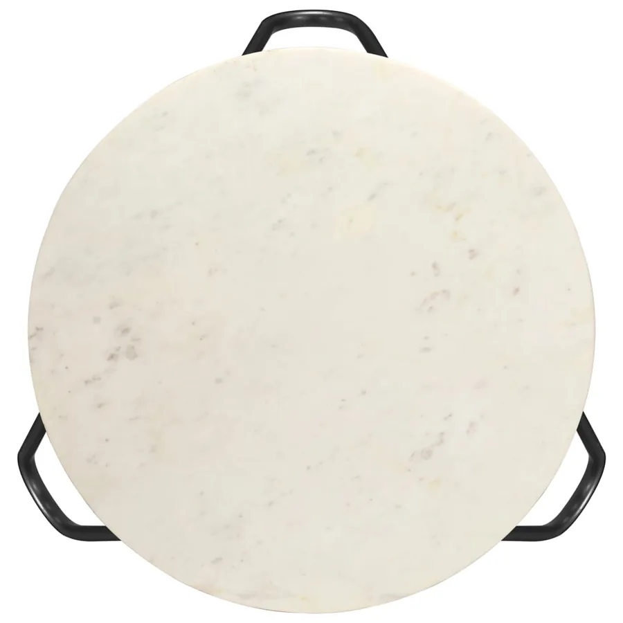 Table basse Blanc 65x65x42 cm Pierre véritable texture marbre - 2
