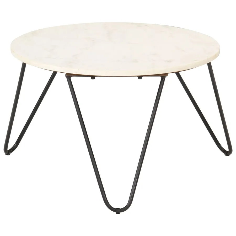 Table basse Blanc 65x65x42 cm Pierre véritable texture marbre - 5