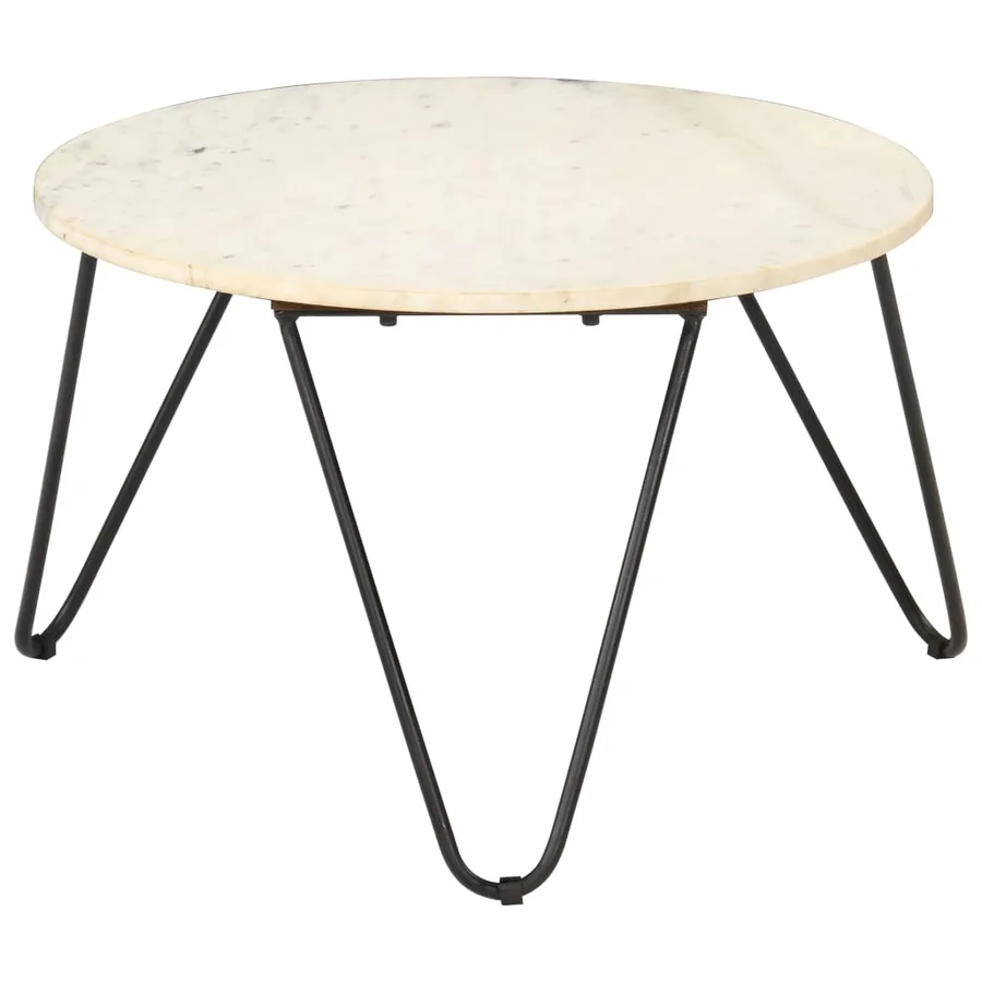Table basse Blanc 65x65x42 cm Pierre véritable texture marbre - 6
