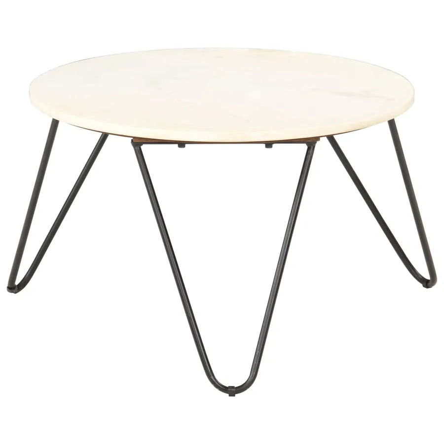Table basse Blanc 65x65x42 cm Pierre véritable texture marbre - 8