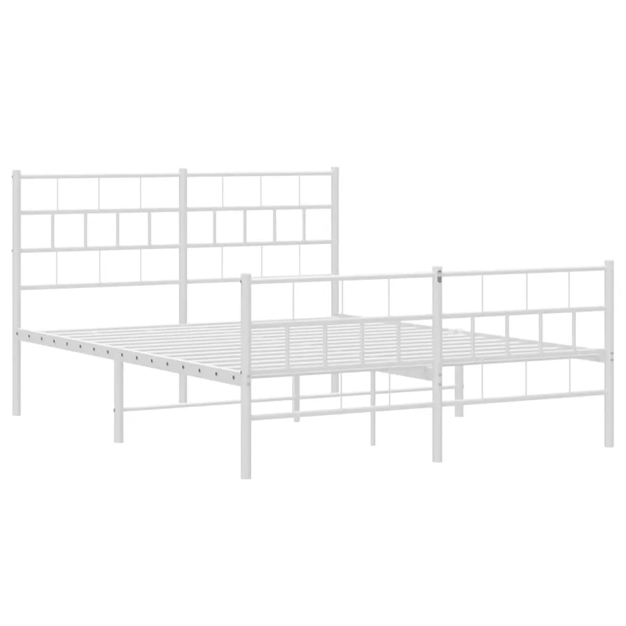 Cadre de lit métal sans matelas et pied de lit blanc 140x200 cm - 4