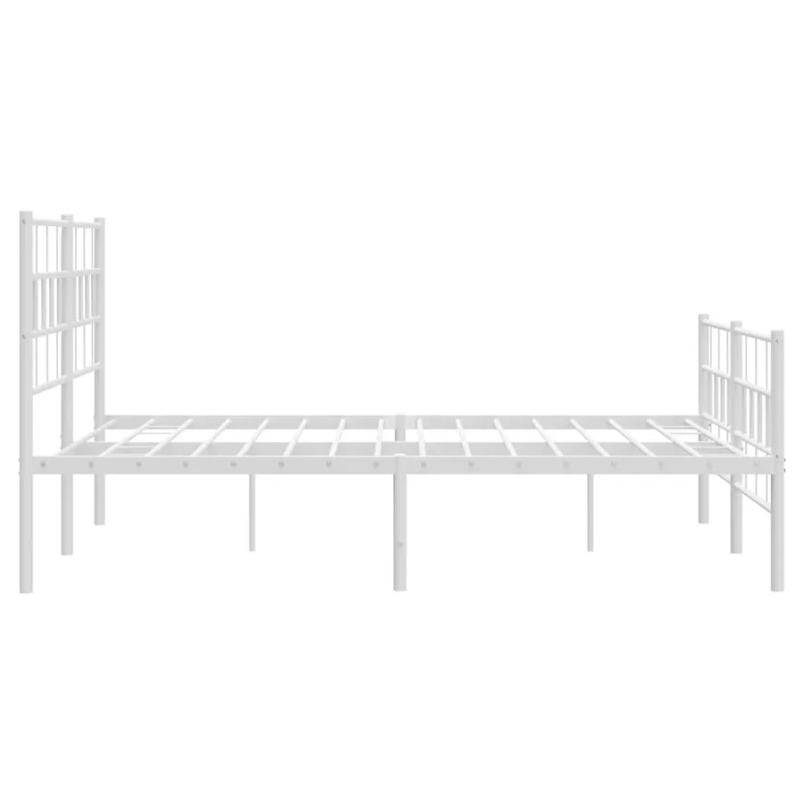Cadre de lit métal sans matelas et pied de lit blanc 140x200 cm - 6