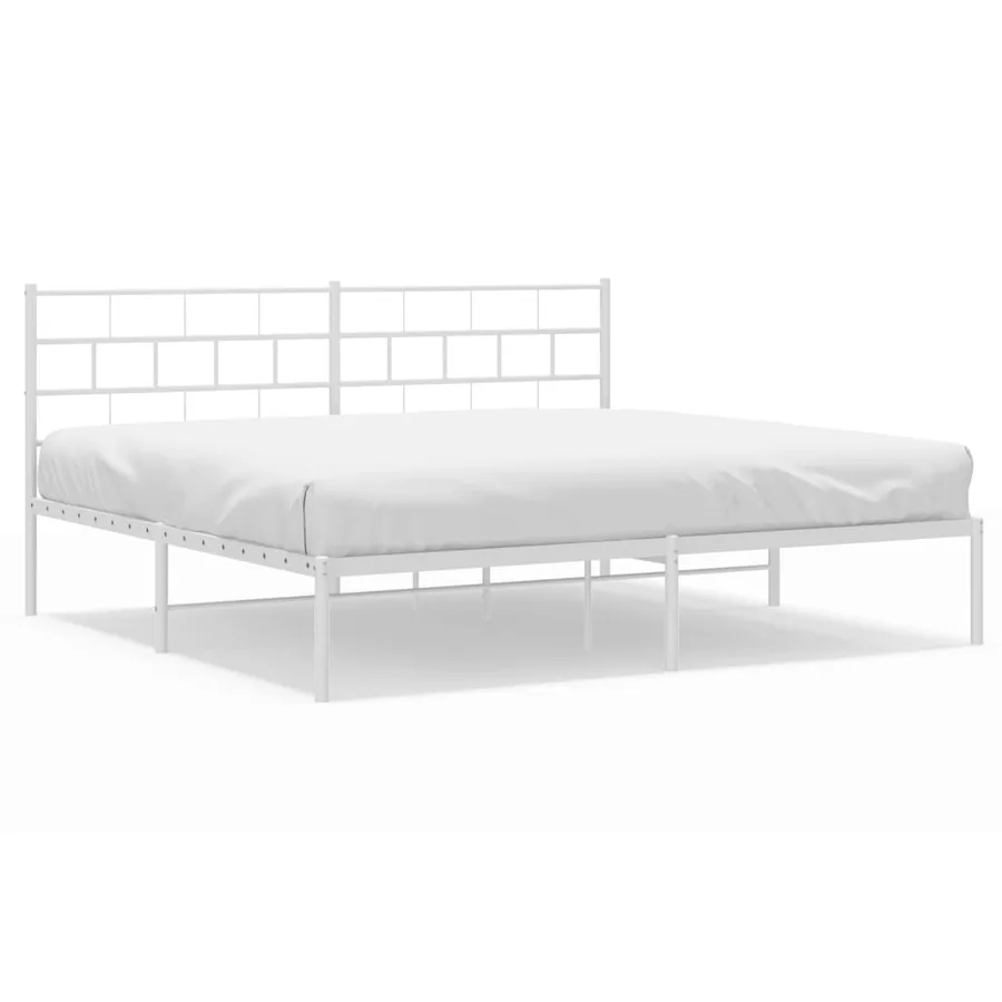 Cadre de lit métal sans matelas et tête de lit blanc 180x200 cm - 2