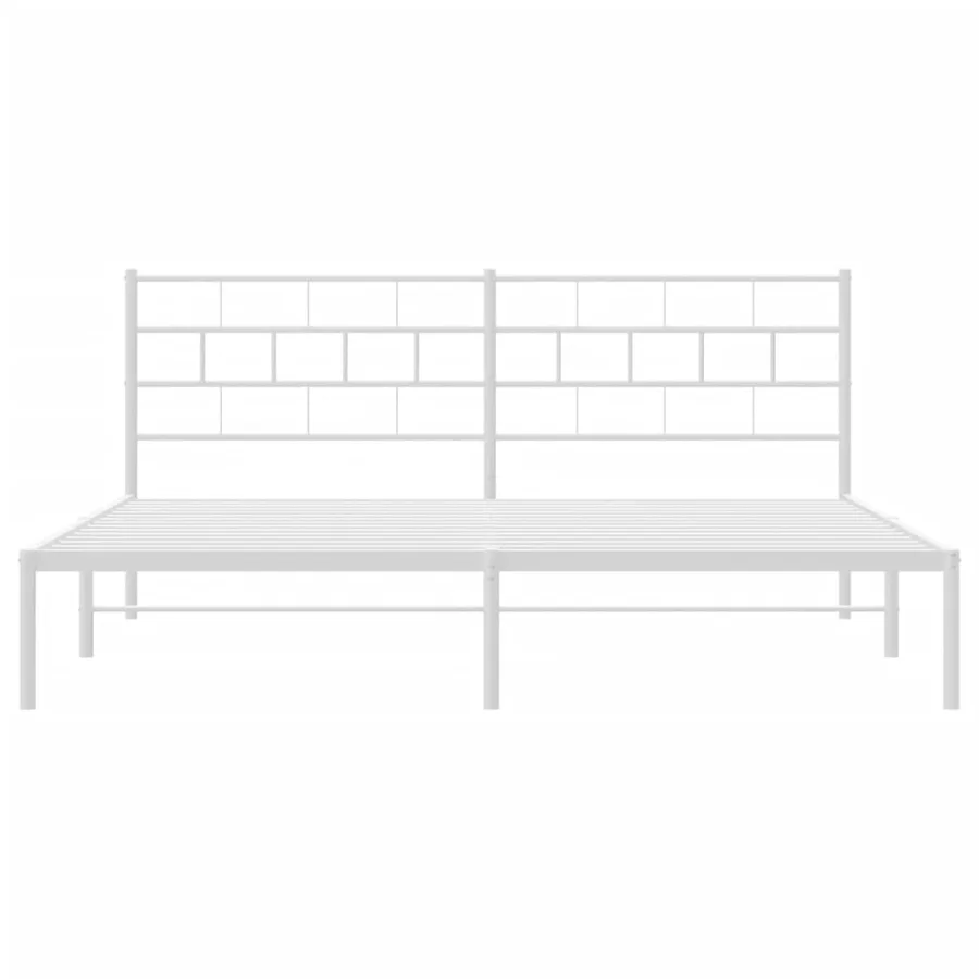 Cadre de lit métal sans matelas et tête de lit blanc 180x200 cm - 5