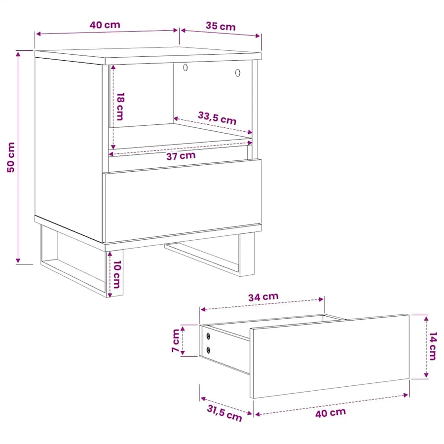 Tables de chevet 2 pcs chêne fumé 40x35x50 cm bois ingénierie - 11