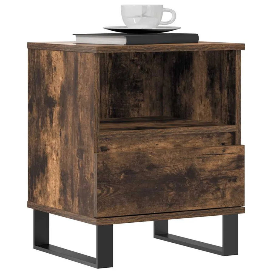 Tables de chevet 2 pcs chêne fumé 40x35x50 cm bois ingénierie - 9