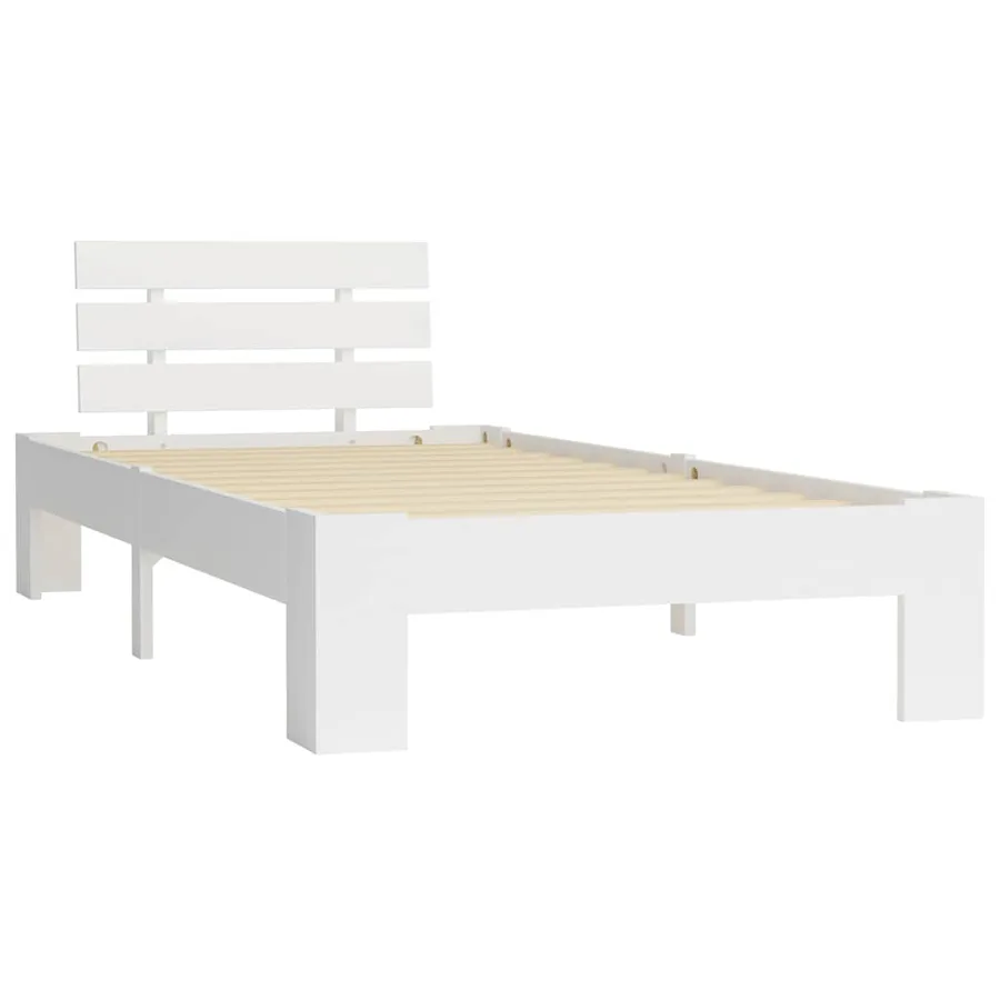 Cadre de lit sans matelas blanc bois de pin massif 90x200 cm - 2