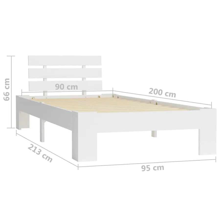 Cadre de lit sans matelas blanc bois de pin massif 90x200 cm - 7