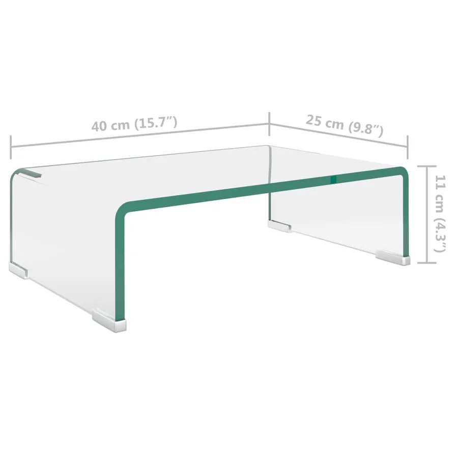 Meuble TV/pour moniteur 40x25x11 cm verre transparent - 6