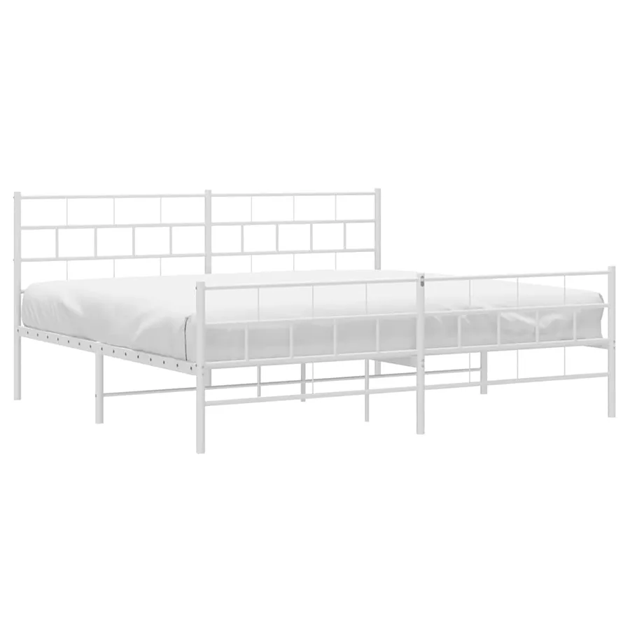 Cadre de lit métal sans matelas et pied de lit blanc 183x213 cm - 3