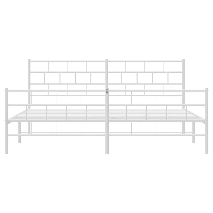 Cadre de lit métal sans matelas et pied de lit blanc 183x213 cm - 6