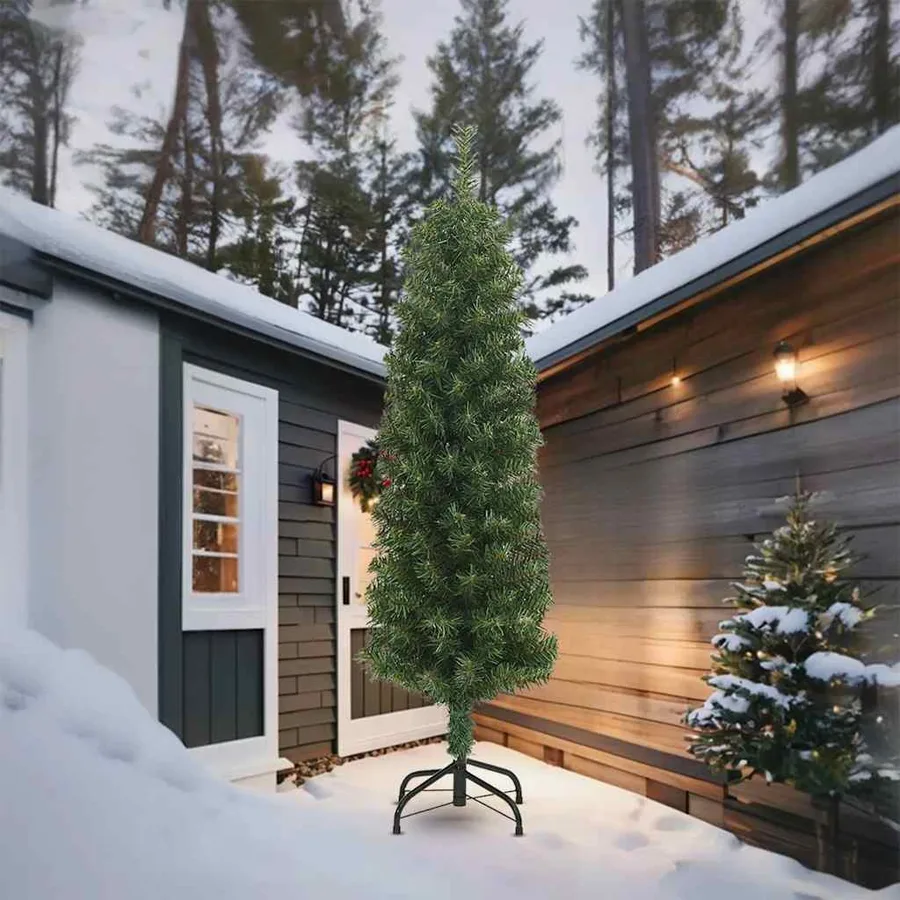 Sapin de Noël mince avec support 210 cm PVC - 2