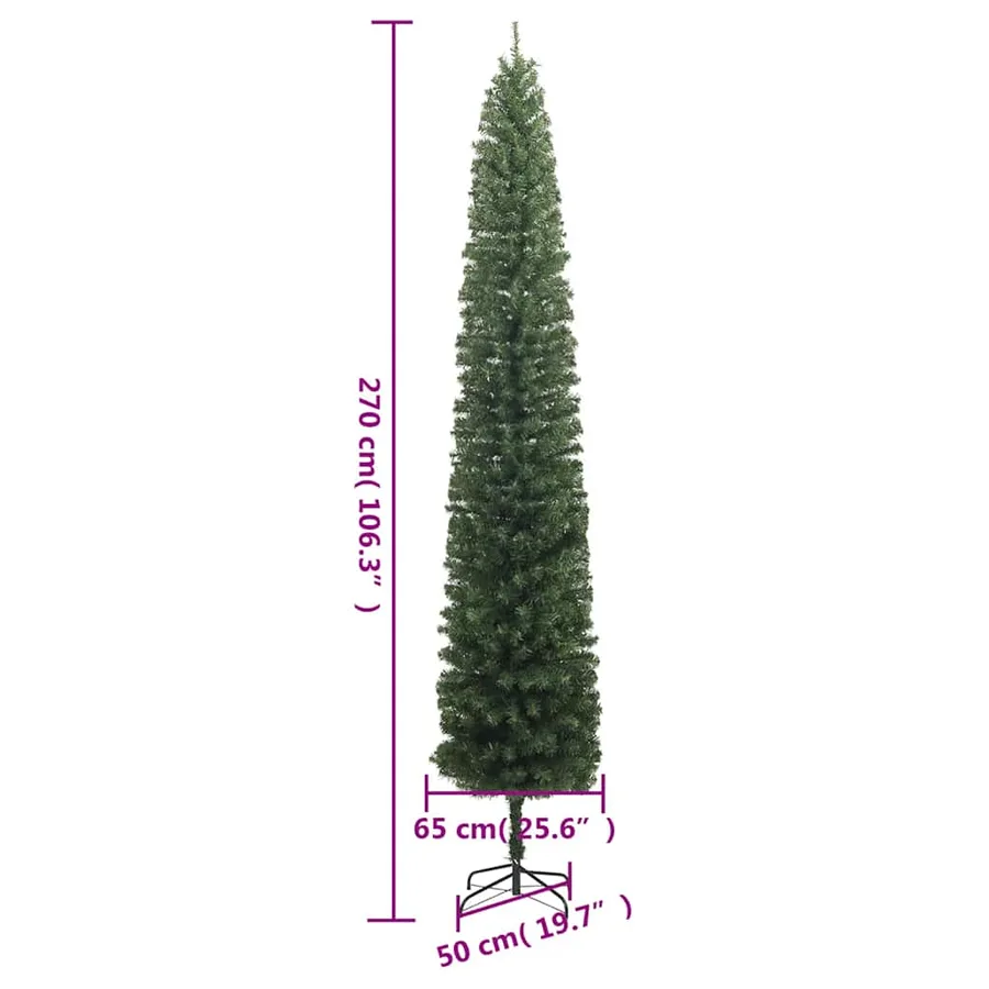 Sapin de Noël mince avec support 210 cm PVC - 8