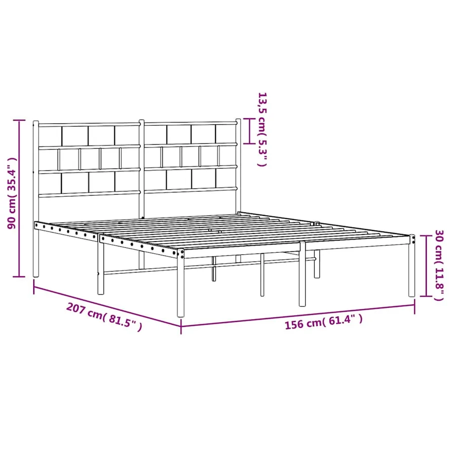 Cadre de lit métal sans matelas et tête de lit blanc 150x200 cm - 10