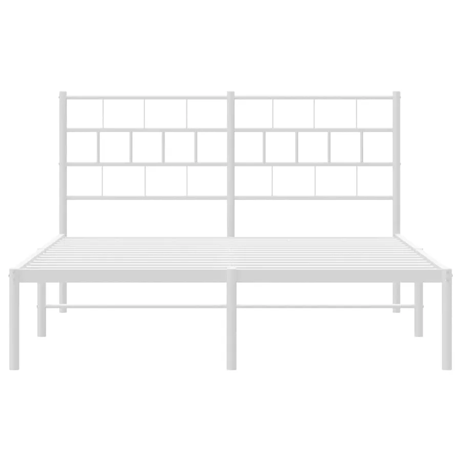 Cadre de lit métal sans matelas et tête de lit blanc 150x200 cm - 6