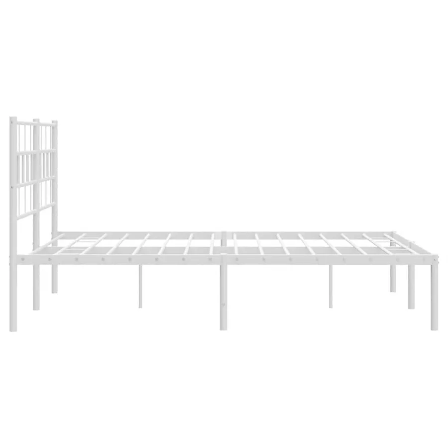 Cadre de lit métal sans matelas et tête de lit blanc 150x200 cm - 7