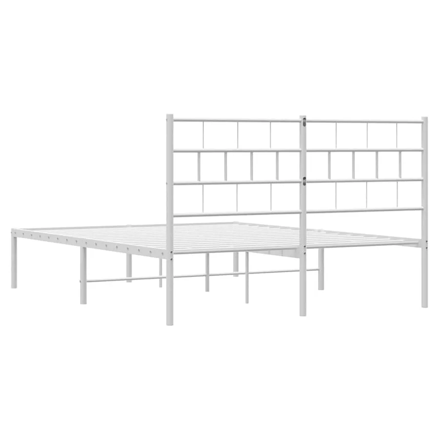 Cadre de lit métal sans matelas et tête de lit blanc 150x200 cm - 8