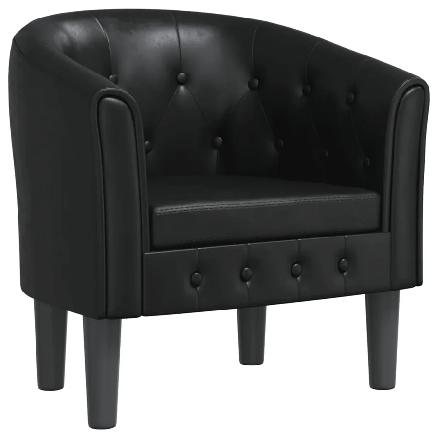 Chaise cabriolet noir similicuir - 2