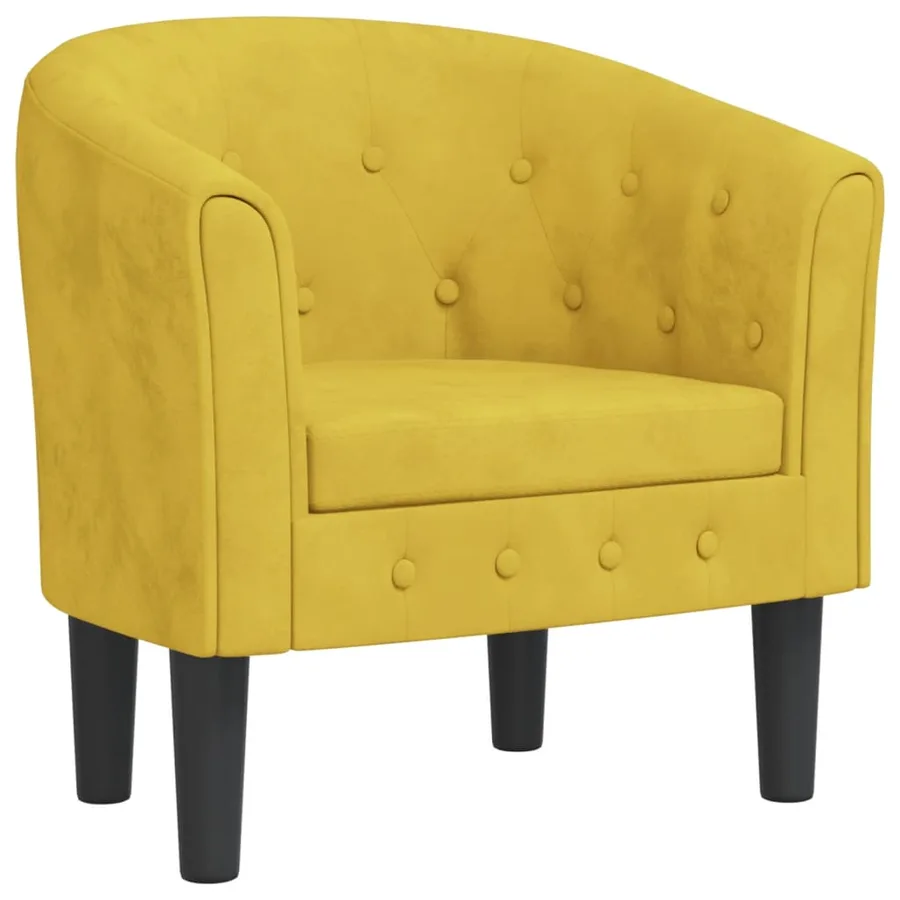 Fauteuil jaune velours - 2