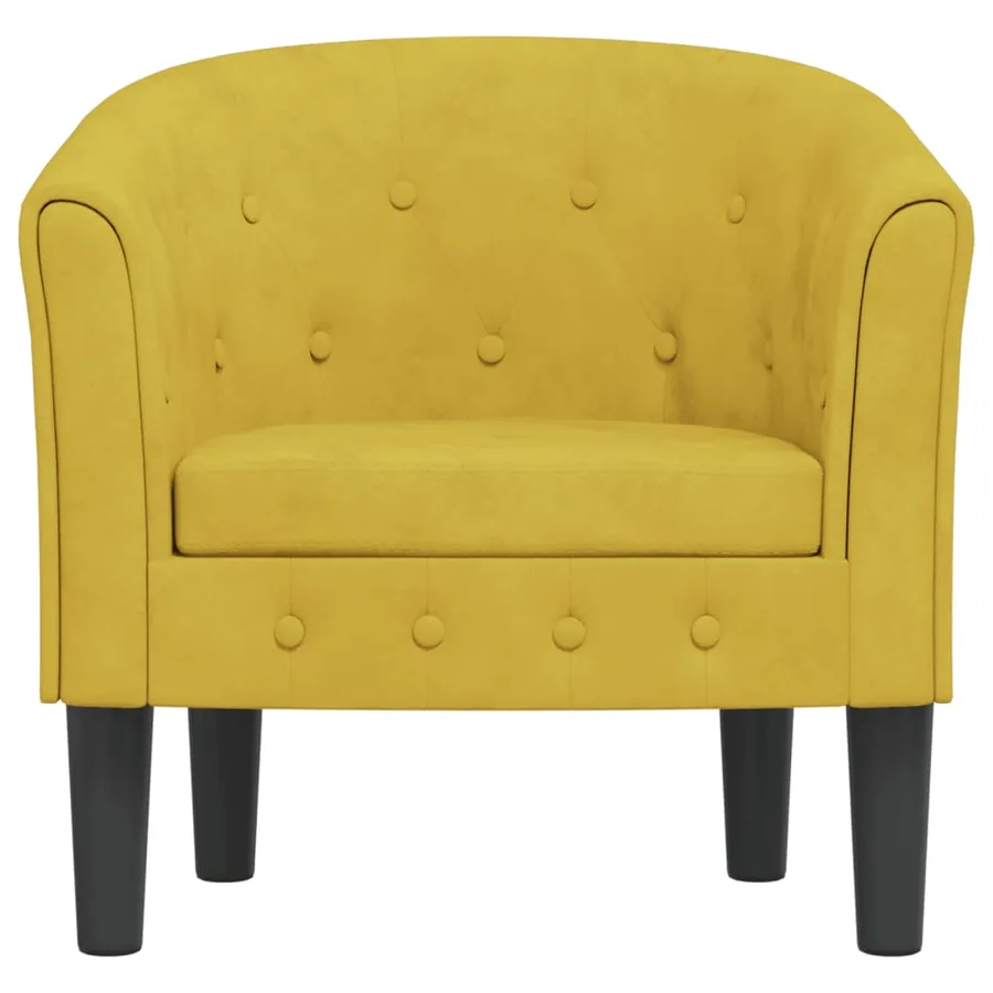 Fauteuil jaune velours - 3