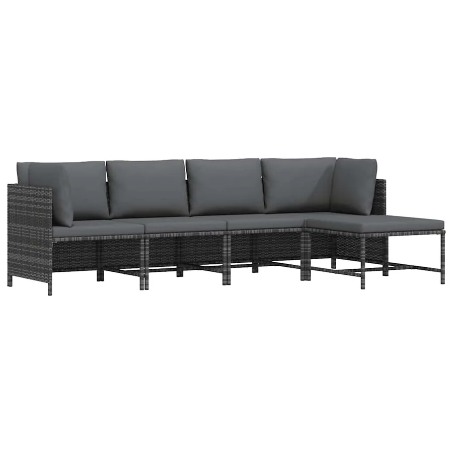 Salon de jardin 4 pcs avec coussins Résine tressée Gris
