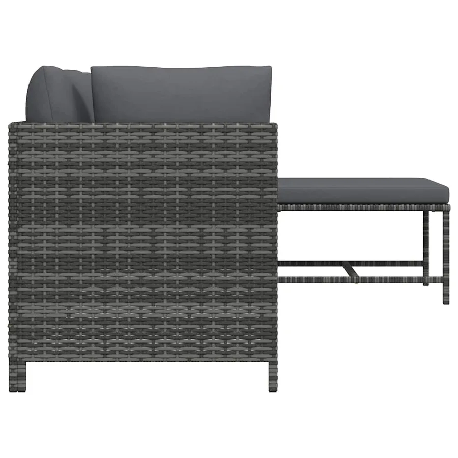 Salon de jardin 4 pcs avec coussins Résine tressée Gris - 5