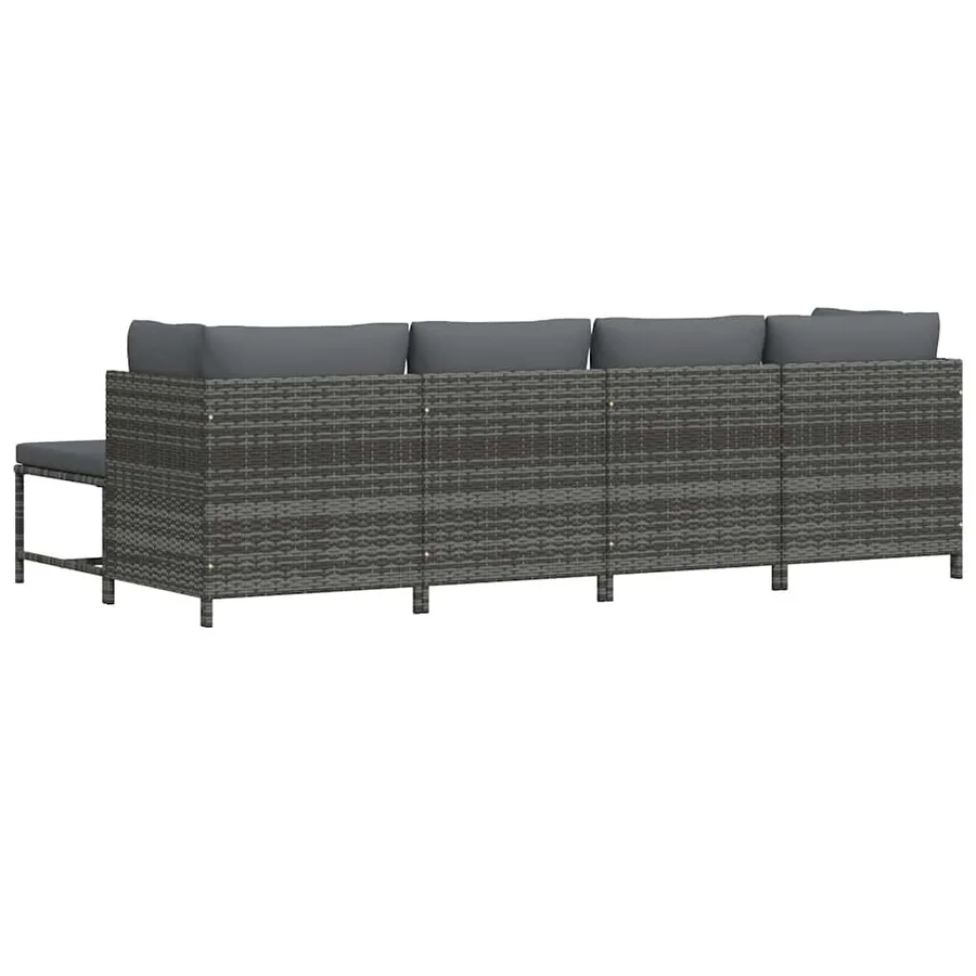 Salon de jardin 4 pcs avec coussins Résine tressée Gris - 6