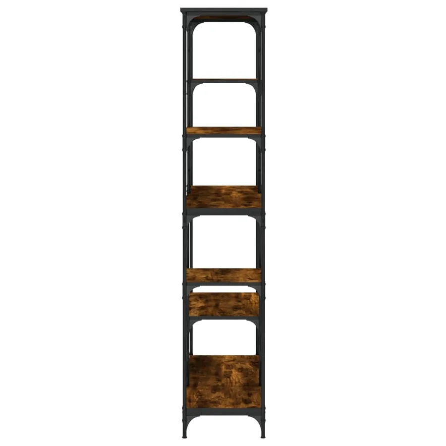Bibliothèque chêne fumé 99x35,5x176 cm bois ingénierie acier - 5