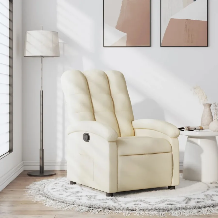 Fauteuil inclinable en tissu crème