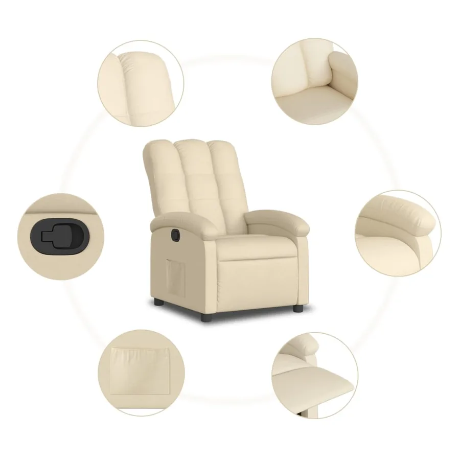 Fauteuil inclinable en tissu crème - 7