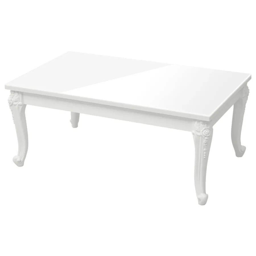 Table basse blanc brillant 100x50x42 cm bois d'ingénierie - 2