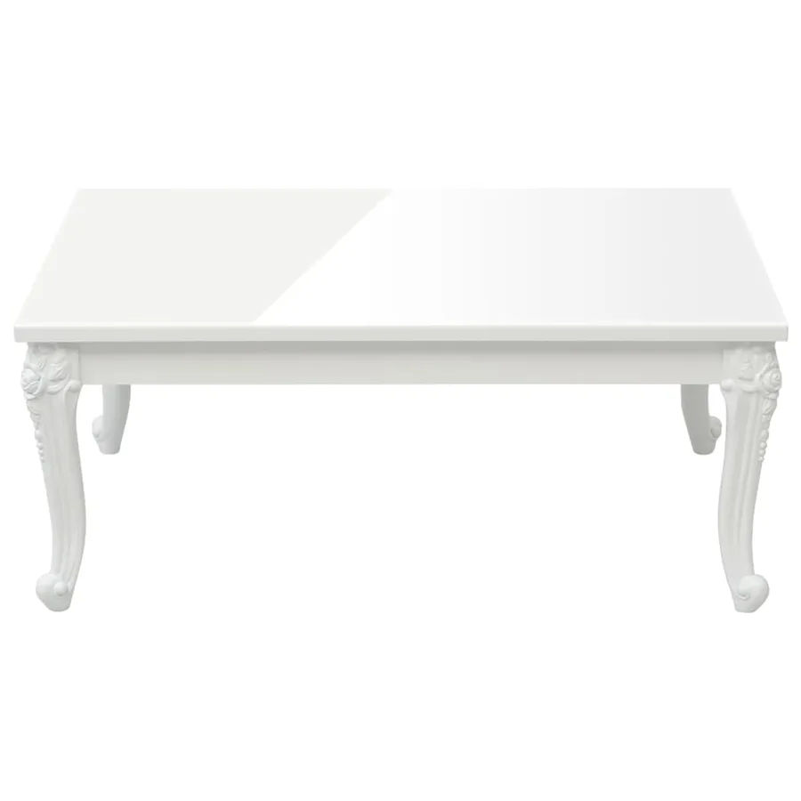 Table basse blanc brillant 100x50x42 cm bois d'ingénierie - 3