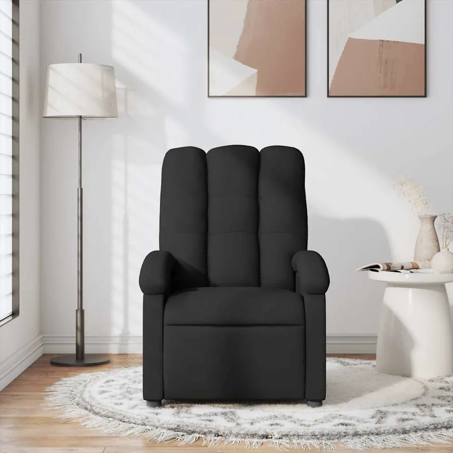 Fauteuil de massage inclinable Noir Tissu - 3