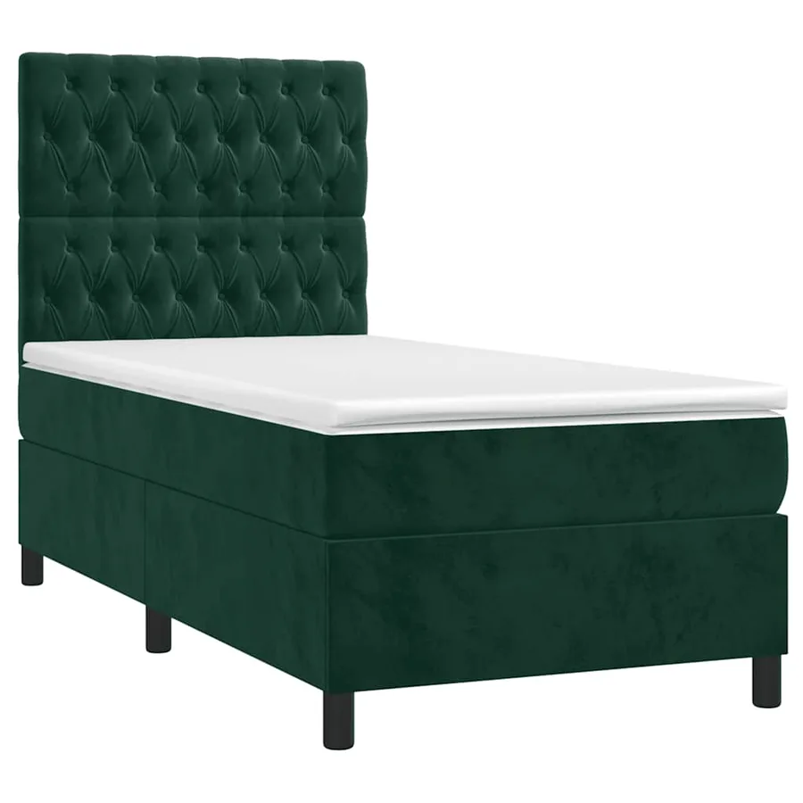 Sommier à lattes de lit et matelas et LED Vert foncé 90x200 cm - 3