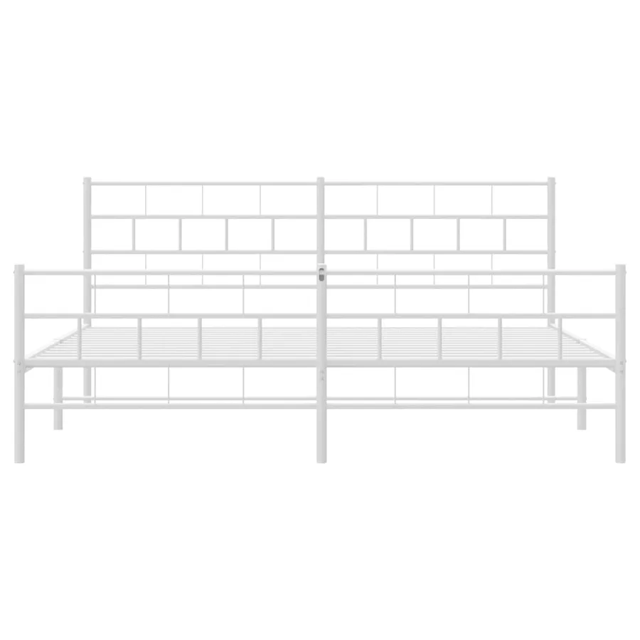 Cadre de lit métal sans matelas et pied de lit blanc 200x200 cm - 5