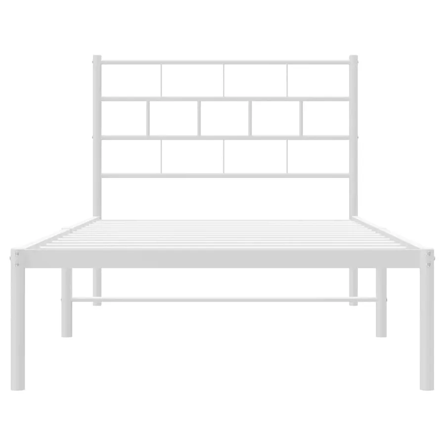 Cadre de lit métal sans matelas et tête de lit blanc 107x203 cm - 5